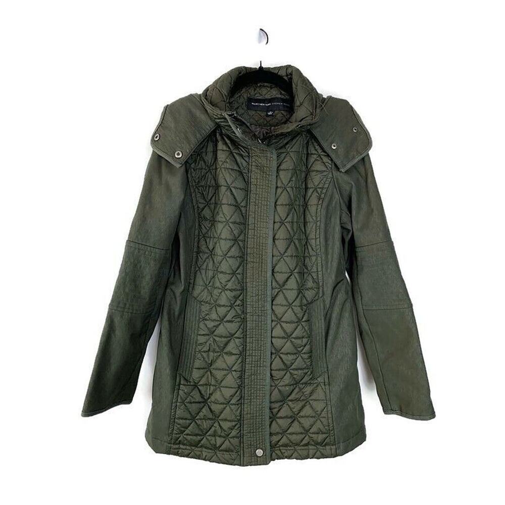 Marc New York Andrew Marc Womens Olive Green Quilted Jacket With Hood Size M